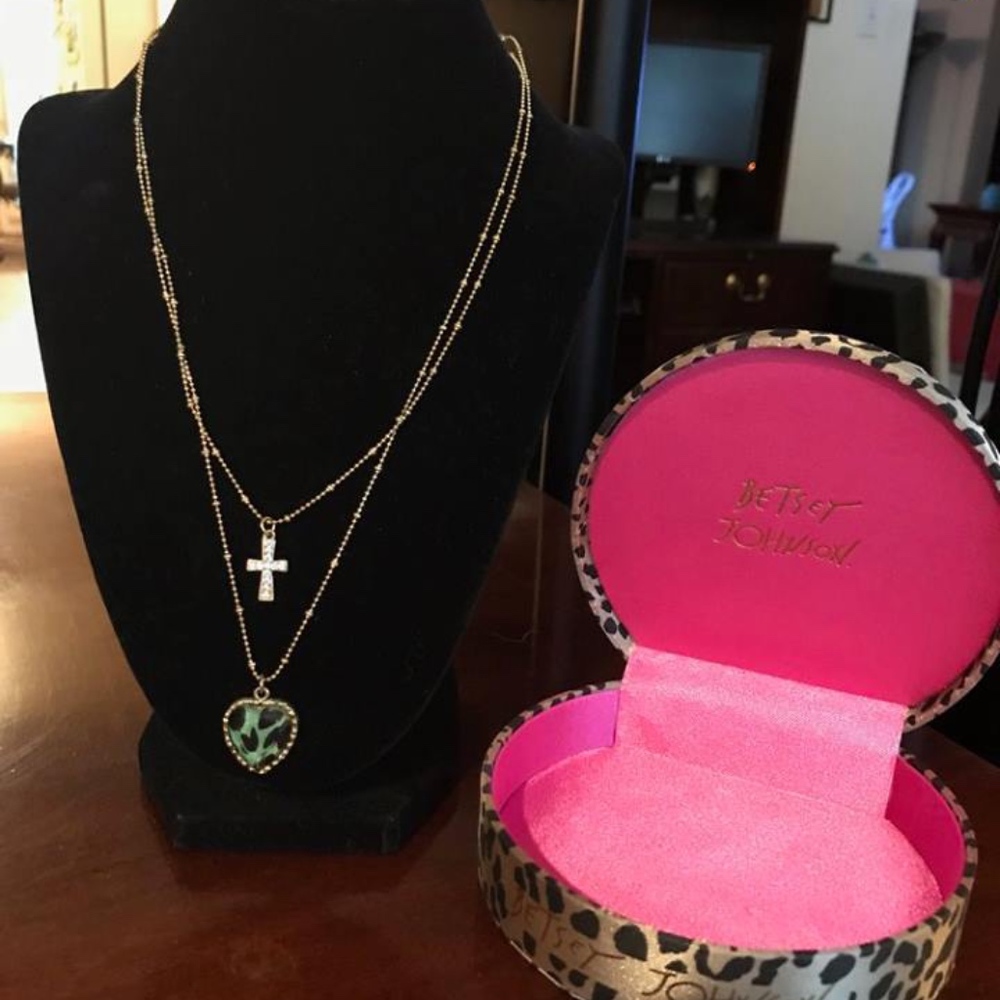Betsey Johnson Heart & Cross Necklace